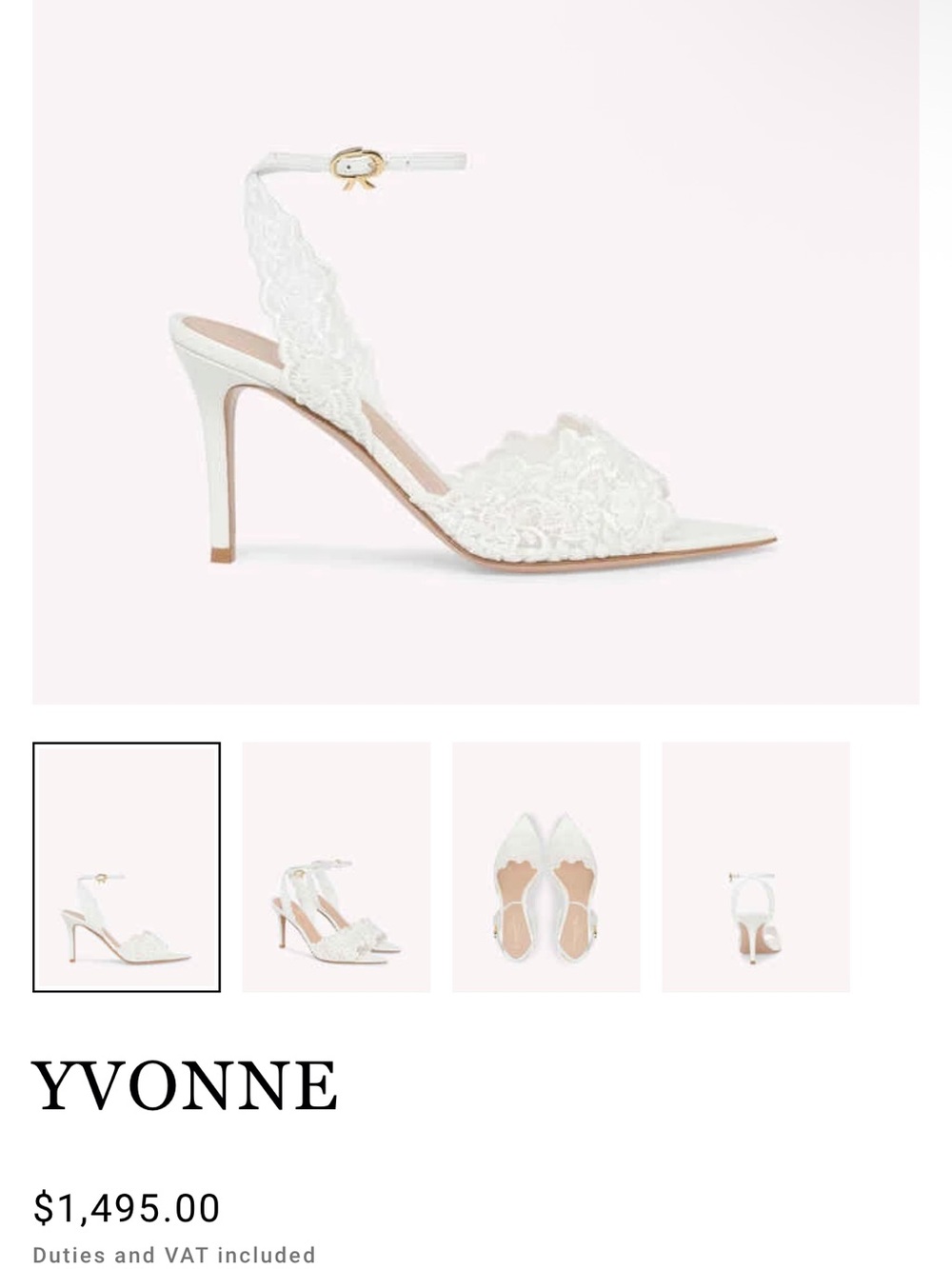 Gianvito Rossi White Lace Ankle-Strap Heels